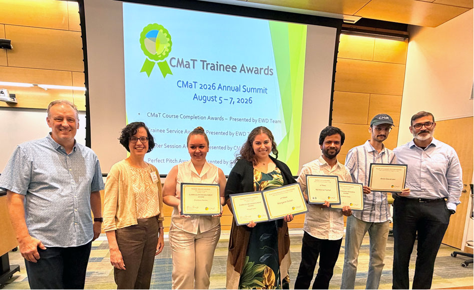 RBC students holding CMaT awards at annual summit